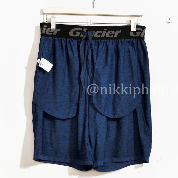 NEW!! Glacier Men's 4-Way Stretch Comfort Performance Shorts in blue - Picture 6 of 8